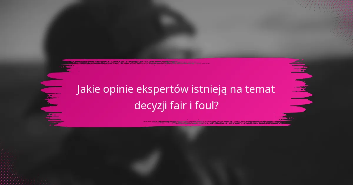 Jakie opinie ekspertów istnieją na temat decyzji fair i foul?