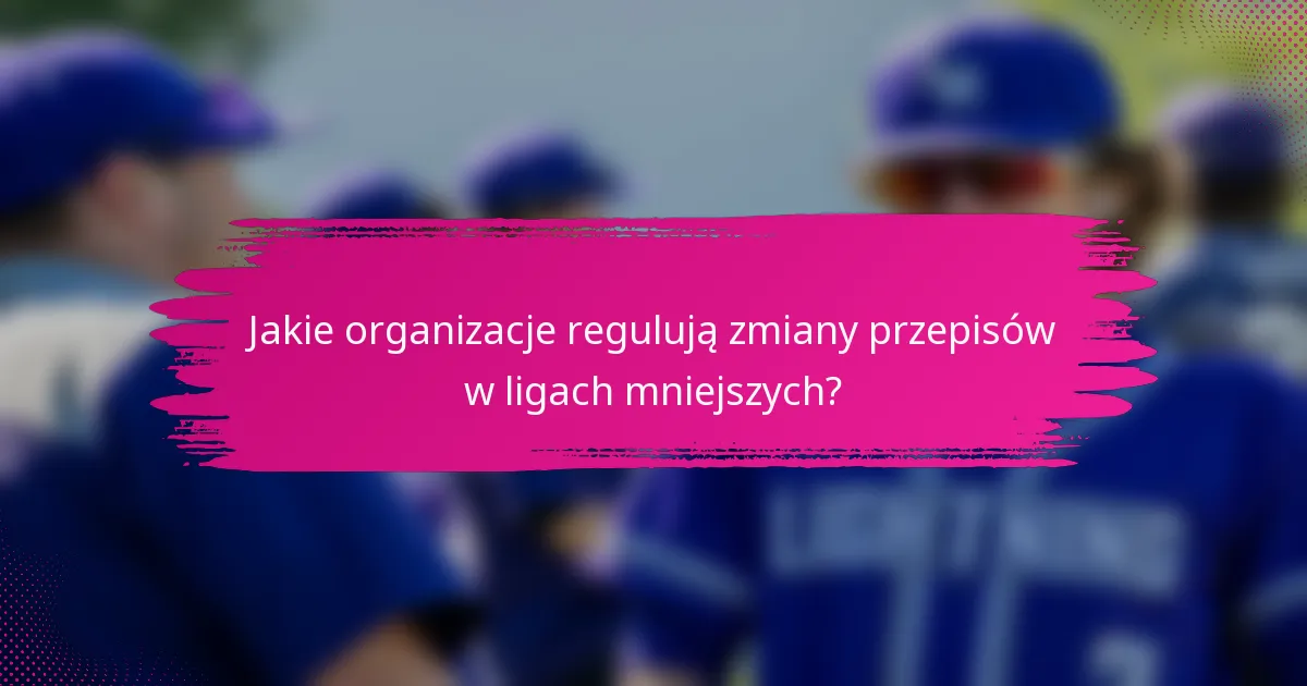 Jakie organizacje regulują zmiany przepisów w ligach mniejszych?